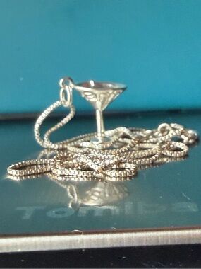 Sterling Silver 925 Dirty Martini 🍸 with an olive 🫒 Pendant 18” Necklace